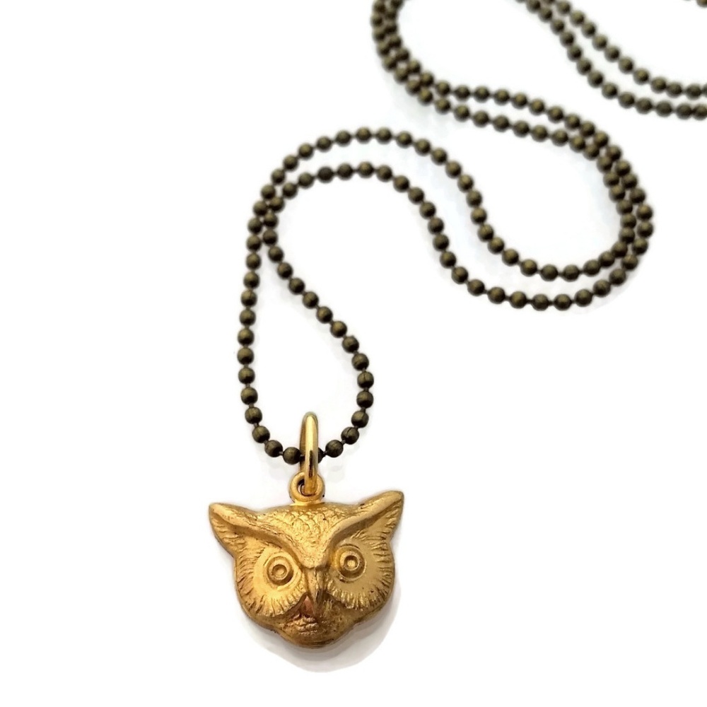 Owl Necklace Solid Brass